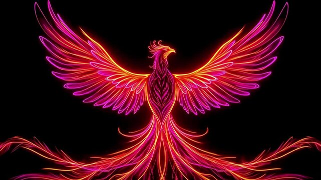 Flaming Phoenix Animation &ndash; Glowing Wings of Fire