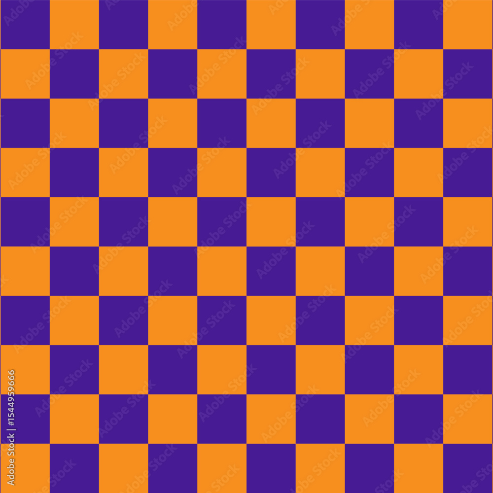 Poster seamless pattern for halloween.colorful check repeat pattern in purple and orange.geometric squares 
