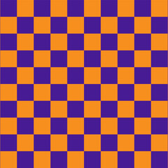Fototapeta premium Seamless pattern for Halloween.Colorful check repeat pattern in purple and orange.Geometric squares vector graphic abstract background.