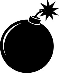 Black and white cartoon bomb illustration perfect for representing danger caution explosives and terrorism simple design isolated on white background