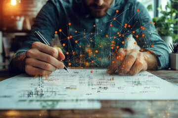 A contemporary conceptual image that combines reality and digital visualization.  