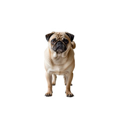 Fototapeta premium Adorable Pug Dog Standing, Front View, Studio Shot