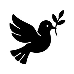 Obraz premium Peace dove with olive branch icon in filled style – symbol of hope and reconciliation