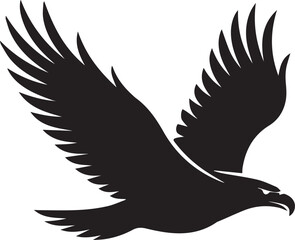 Black Flying Eagle Silhouette – Wild Bird of Prey Icon Isolated on White