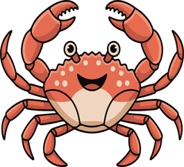 Fototapeta premium Adorable cartoon crab with a happy expression perfect for coastal and marine themed designs