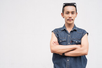 Portrait of nonbinary genderfluid young Asian gay man