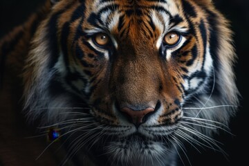 Fototapeta premium Intriguing Tiger's Gaze: Close-up Portrait of a Majestic Predator