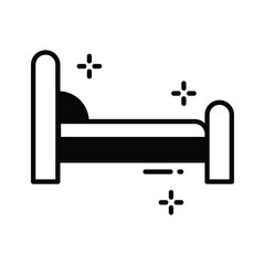 A glyph style icon of patient bed, easy to edit