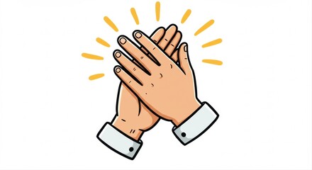 Illustration of hands clapping with glowing light for recognition and celebration