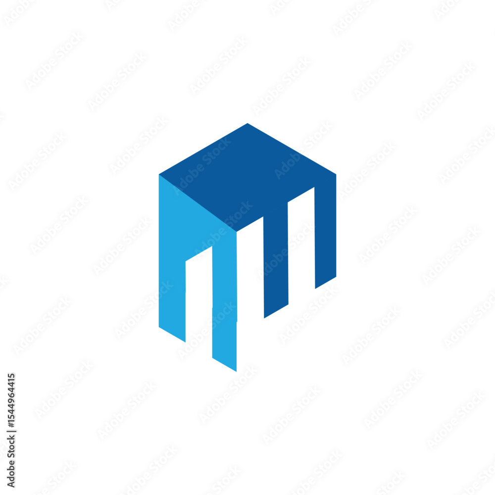 Poster the image shows a flat logo design of a letter p in hexagonal shape in blue color with graph bar tha