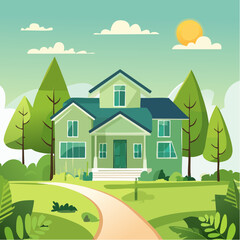 Green home and eco friendly construction concept with house icon