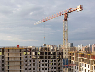 New building on the outskirts of St. Petersburg. Construction site in Murino.