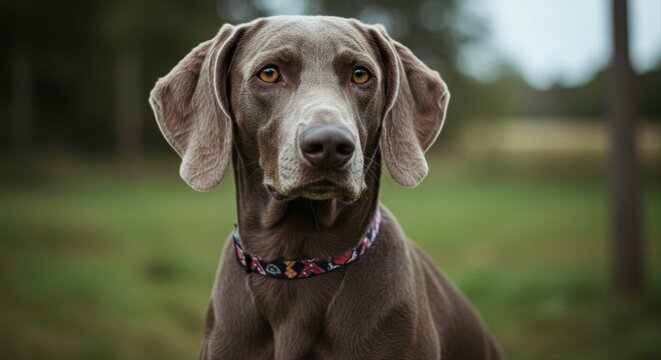 Majestic Weimaraner dog portrait capturing elegance and natural beauty outdoors