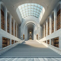 A row modern library entrance