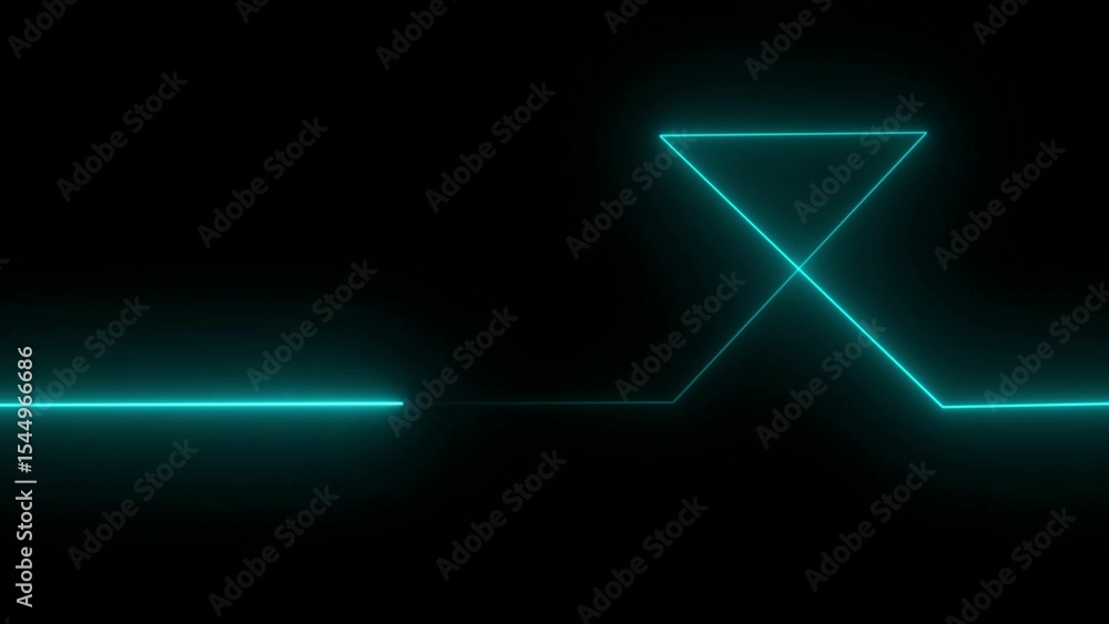 Poster abstract futuristic glowing cyan neon light lines creating a minimalist design against a black backg