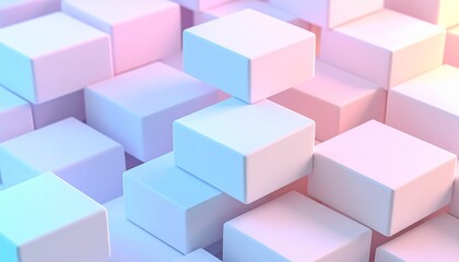 Fototapeta premium Soft pastel foam forms stacked abstractly, outlined in subtle electric edges and lit from one side for dimensional glow.