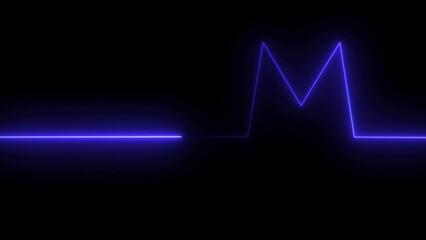 Futuristic neon pulse line representation of cardiac activity health monitor symbol concept on a black background for medical and technology designs