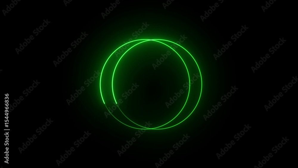 Poster abstract green neon circles against a stark black background creating a modern minimalist design ide