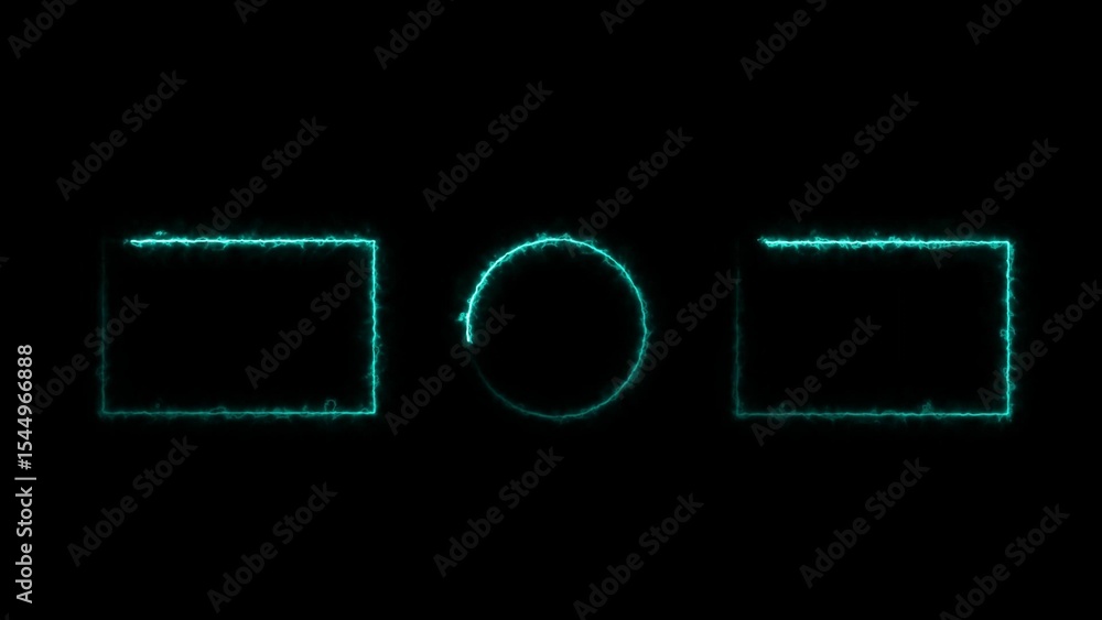 Aufkleber abstract glowing light shape transitions with cyan energy outlines on a deep black background perfec