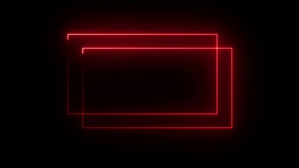 Abstract red neon light rectangle frames on black background illustrating futuristic and modern designs for digital art concepts