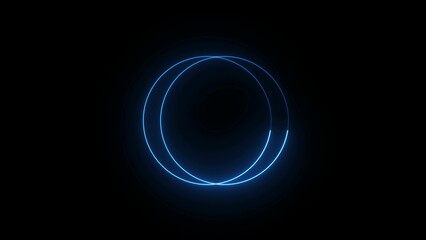 Glowing neon blue circles on black background abstract concept design for technology and futuristic themes