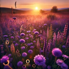 A vast meadow filled with wildflowers in various s