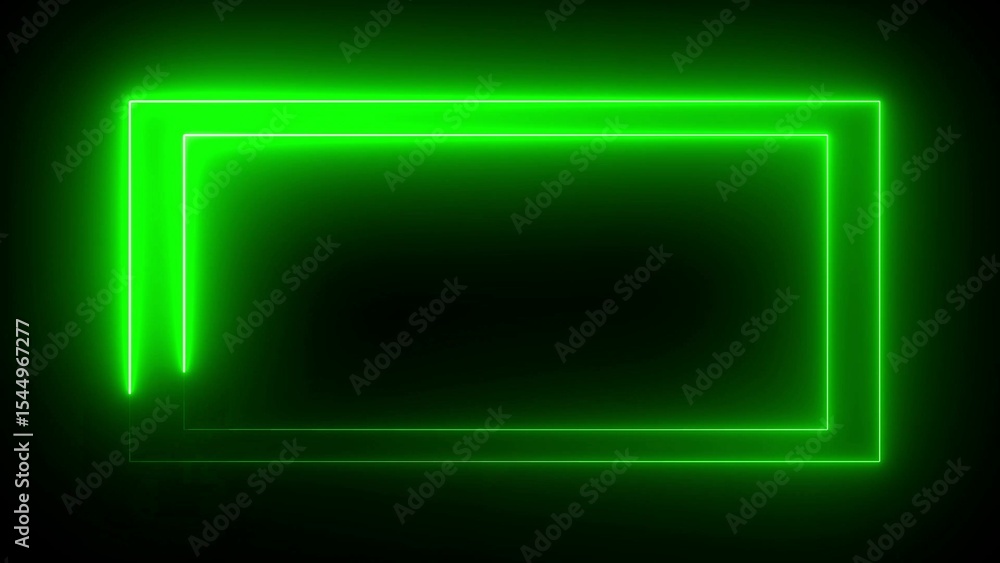 Poster glowing green neon frame on a black background abstract graphic element for design and digital art