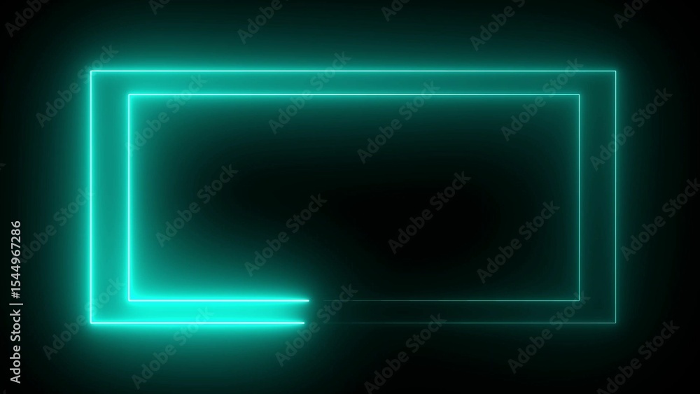 Poster teal neon frame design abstract illustration against a dark background ideal for modern technology p