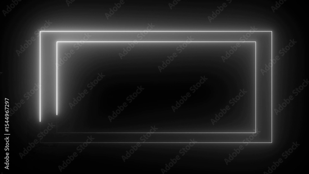 Poster abstract glowing rectangular neon frame on black background ideal for technology presentation or fut