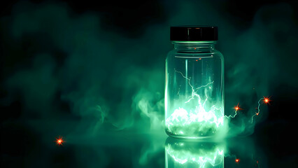 Mystical Green Lightning in a Jar: A Sci-Fi Laboratory Scene