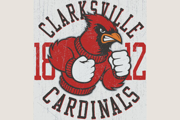 Retro-inspired graphic mascot showcasing bold, vibrant colors and dynamic typography. Ideal for showcasing team spirit or embracing nostalgic athletic designs 