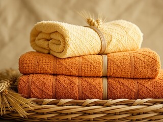 Elegant Woven Towels with Wheat Accents