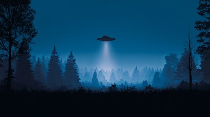Mysterious UFO Flying Over Forest at Night