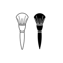 Makeup Brush Icon in Outline and Solid Style
