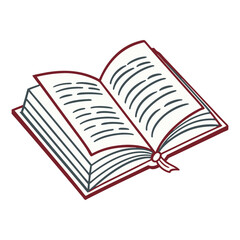 Open Book and Bookmark Vector Illustration, Reading and Learning Line Art Graphic