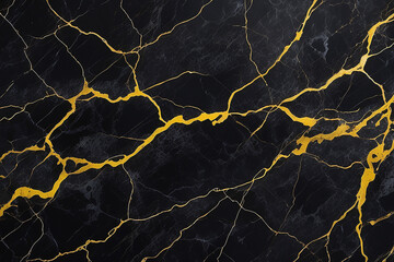 Luxurious black marble texture with golden veins seamless and elegant background