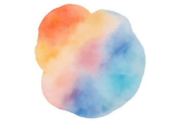 Soft, blended watercolor blob with vibrant hues creating an abstract, artistic design on a transparent background, ideal for creative projects