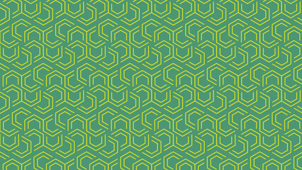 Abstract geometric green and yellow hexagon pattern background texture
