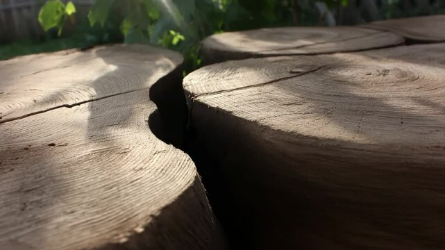 Wood cut surfaces close up