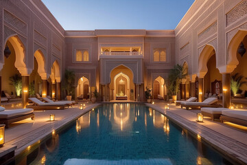 Marrakech Luxury Hotel Pool Nighttime Albedo Base X L Namaskar Palace