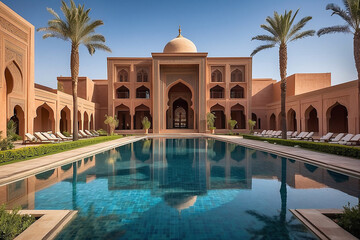 Marrakech Luxury Hotel Pool Reflecting Palace Architecture