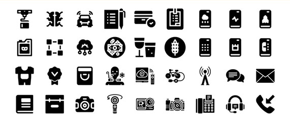 Black Glyph Icon Set Bundle 247 Technology Communication and More