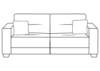 Line room art Sofa vector illustration design