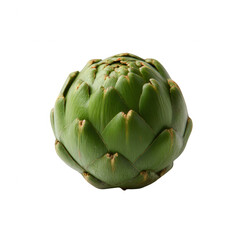 Fototapeta premium Fresh green artichoke on a white isolated background, showcasing its unique shape and texture, ideal for culinary images and healthy eating concepts.