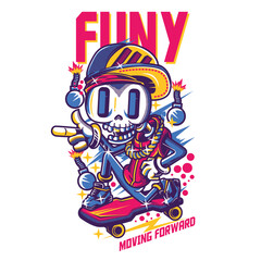 Colorful Cartoon Skeleton On a Skateboard Inspiring Fun and Adventure