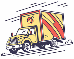 Delivery truck icon with red and yellow stripes