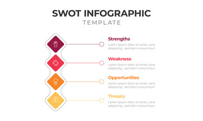 SWOT Analysis Infographic Template with Four Colorful Segments Around Circle – Strategic Planning Diagram
