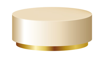 Beige and Gold Round Pedestal Display Stand - Transparent Background
