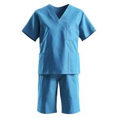 Naklejka premium Medical Scrubs: Light Blue Surgical Uniform Set