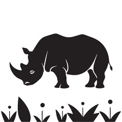 World Rhino Day vector illustration with solid colors, featuring rhinos, nature elements, and conservation themes for wildlife protection and awareness campaigns.